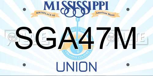 SGA47M Mississippi License Plate