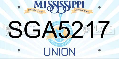 SGA5217 Mississippi License Plate