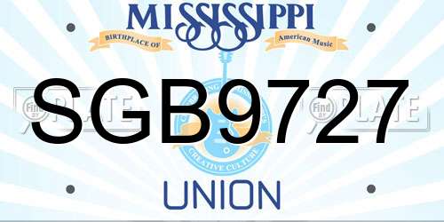 SGB9727 Mississippi License Plate
