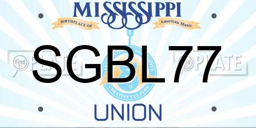 SGBL77 Mississippi License Plate