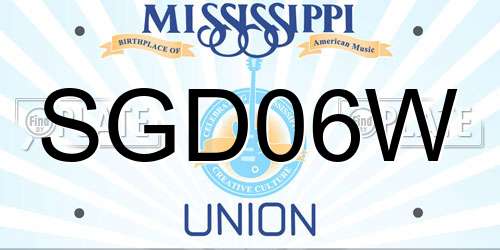 SGD06W Mississippi License Plate