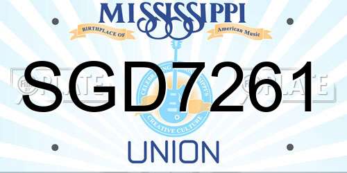 SGD7261 Mississippi License Plate
