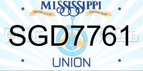 SGD7761 Mississippi License Plate