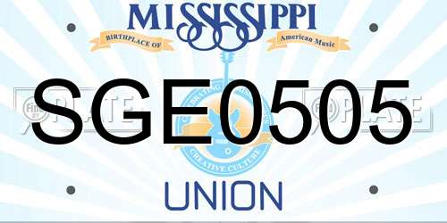 SGE0505 Mississippi License Plate