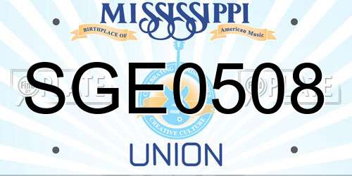 SGE0508 Mississippi License Plate