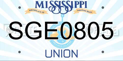 SGE0805 Mississippi License Plate
