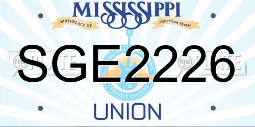 SGE2226 Mississippi License Plate