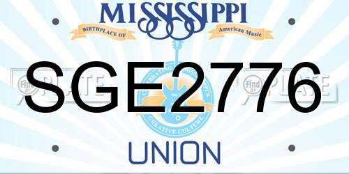 SGE2776 Mississippi License Plate