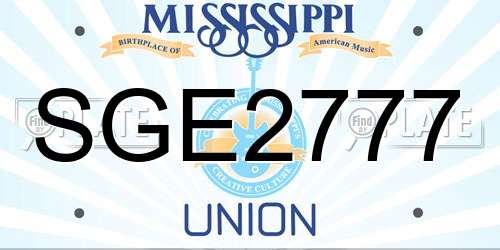 SGE2777 Mississippi License Plate