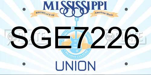 SGE7226 Mississippi License Plate