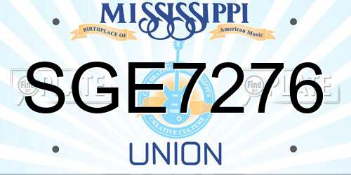 SGE7276 Mississippi License Plate
