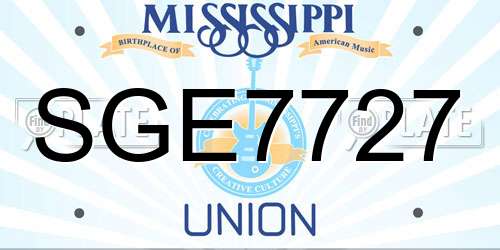 SGE7727 Mississippi License Plate