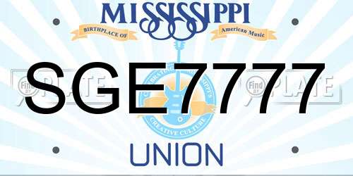 SGE7777 Mississippi License Plate