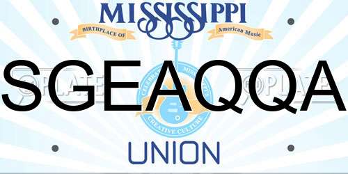 SGEAQQA Mississippi License Plate