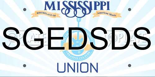 SGEDSDS Mississippi License Plate