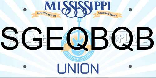 SGEQBQB Mississippi License Plate