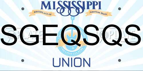 SGEQSQS Mississippi License Plate