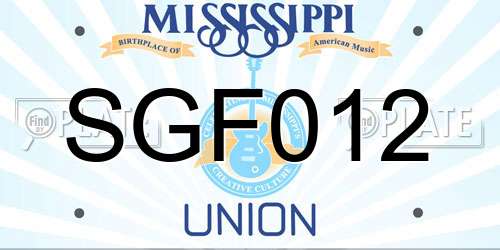 SGF012 Mississippi License Plate