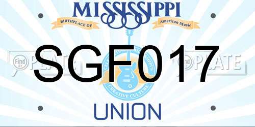 SGF017 Mississippi License Plate