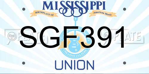 SGF391 Mississippi License Plate