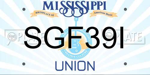 SGF39I Mississippi License Plate
