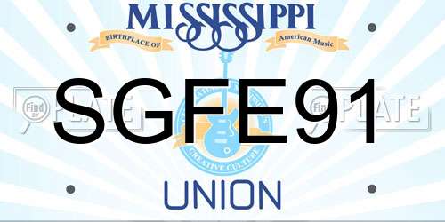 SGFE91 Mississippi License Plate