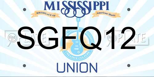 SGFQ12 Mississippi License Plate