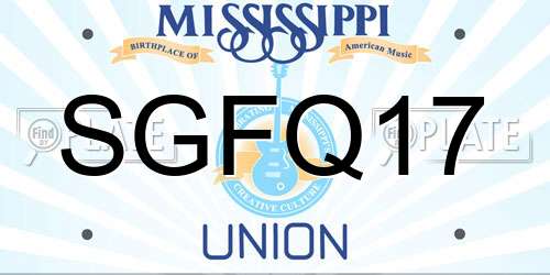 SGFQ17 Mississippi License Plate
