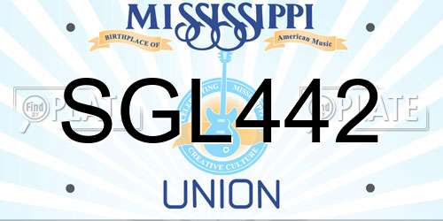 SGL442 Mississippi License Plate