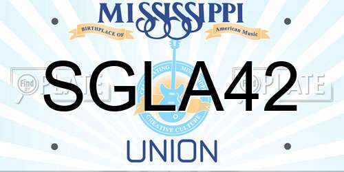 SGLA42 Mississippi License Plate