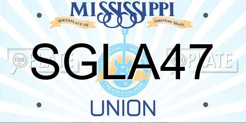 SGLA47 Mississippi License Plate