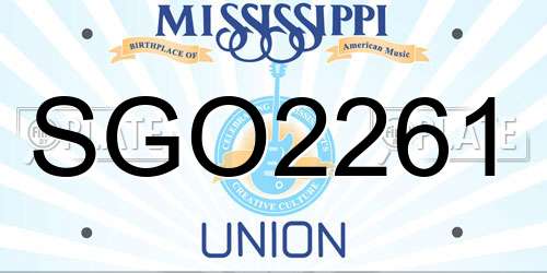 SGO2261 Mississippi License Plate