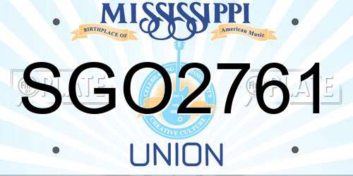 SGO2761 Mississippi License Plate