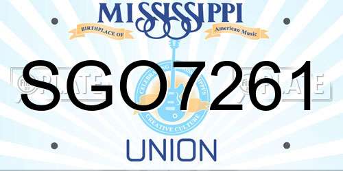SGO7261 Mississippi License Plate