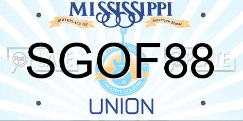 SGOF88 Mississippi License Plate