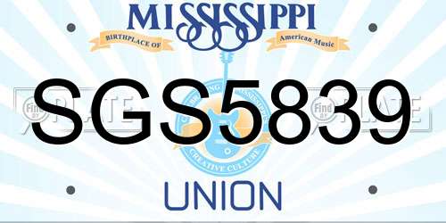 SGS5839 Mississippi License Plate
