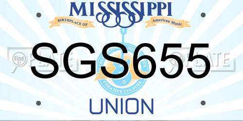 SGS655 Mississippi License Plate