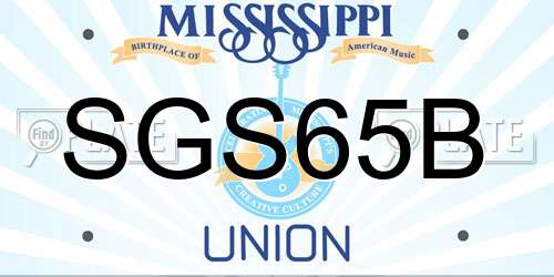 SGS65B Mississippi License Plate
