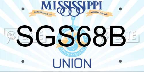 SGS68B Mississippi License Plate