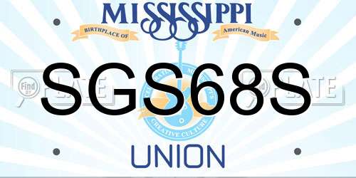 SGS68S Mississippi License Plate