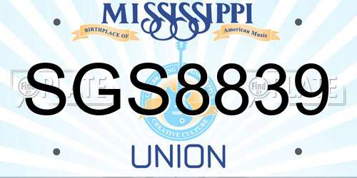 SGS8839 Mississippi License Plate