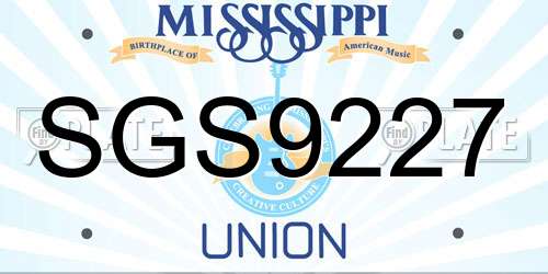 SGS9227 Mississippi License Plate
