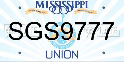 SGS9777 Mississippi License Plate