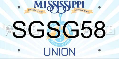 SGSG58 Mississippi License Plate