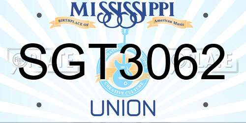 SGT3062 Mississippi License Plate