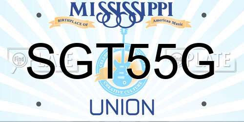 SGT55G Mississippi License Plate