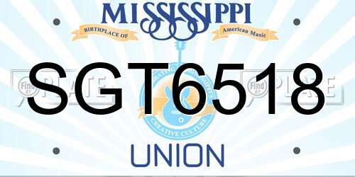 SGT6518 Mississippi License Plate