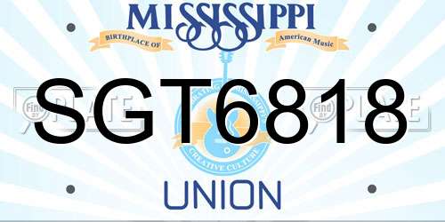 SGT6818 Mississippi License Plate