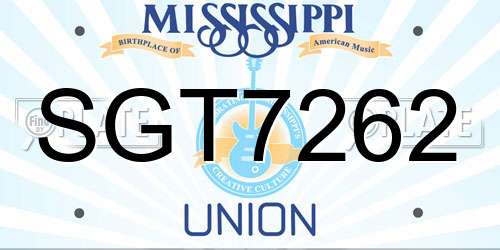 SGT7262 Mississippi License Plate