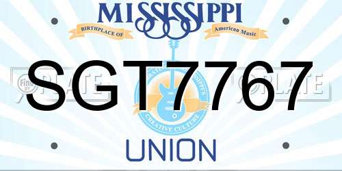 SGT7767 Mississippi License Plate